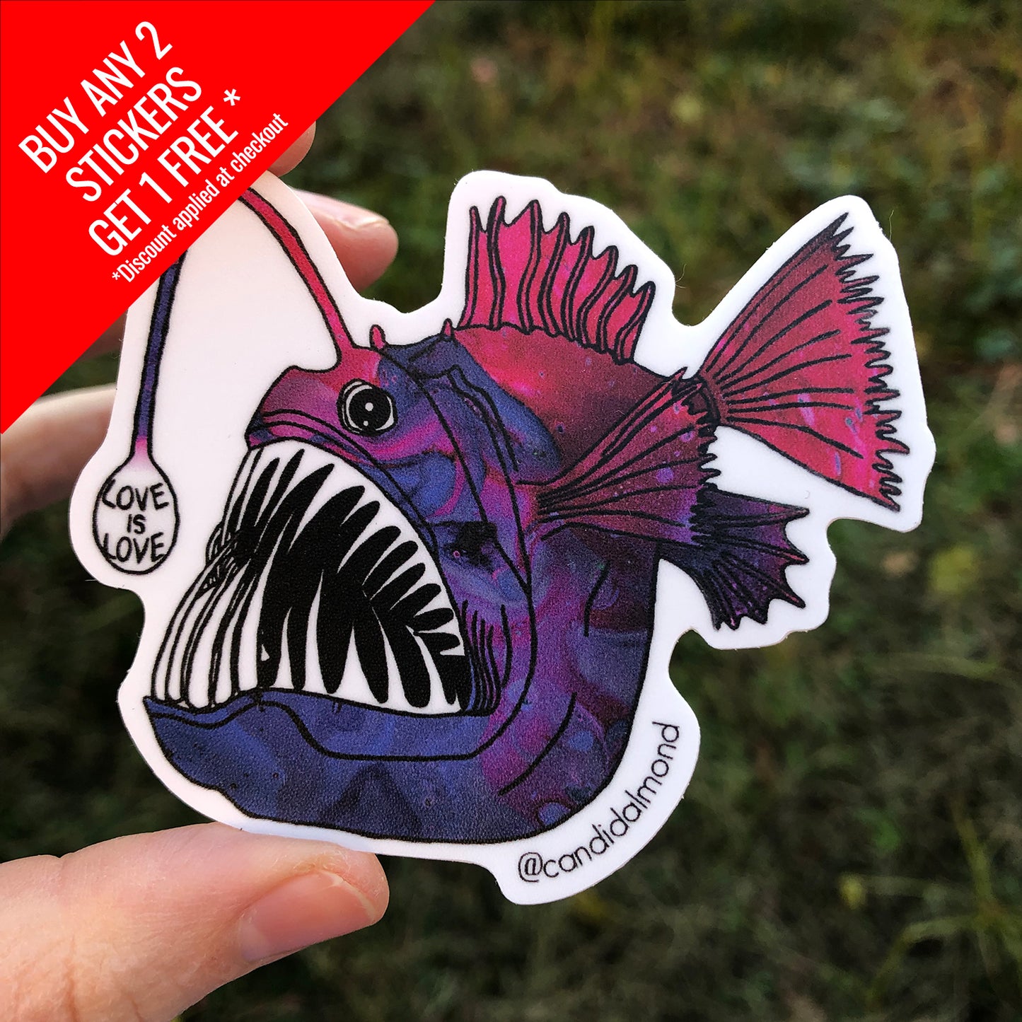 Angler Fish 'Love Is Love' Decal Sticker