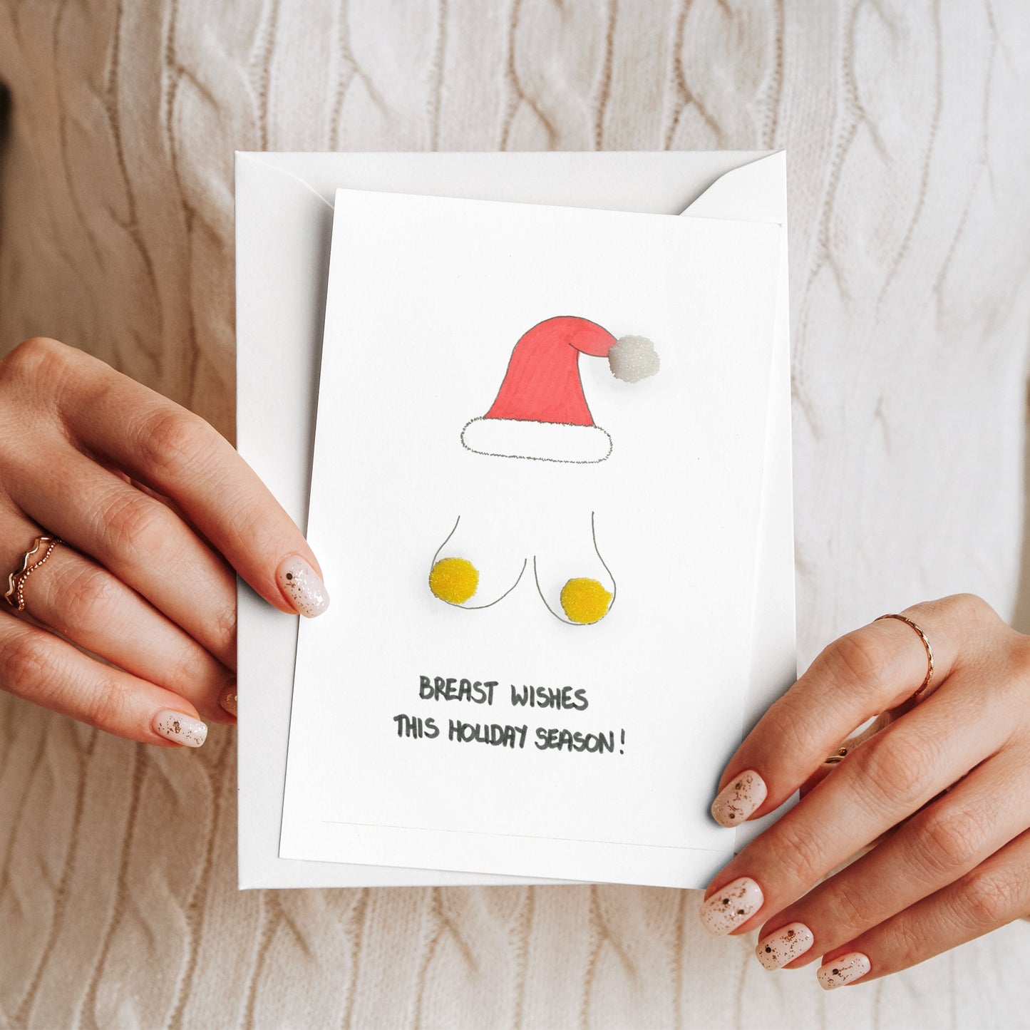 Breast Wishes Happy Holidays Card