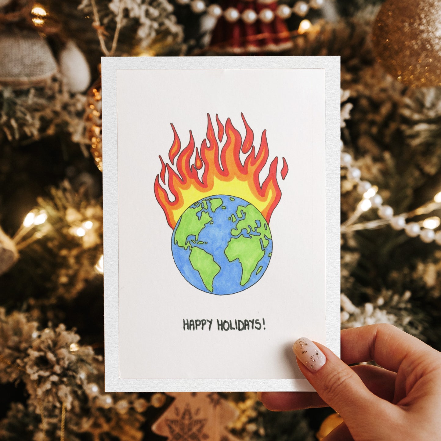 Burning World Happy Holidays Card