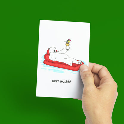 Swimming Polar Bear Happy Holidays Card