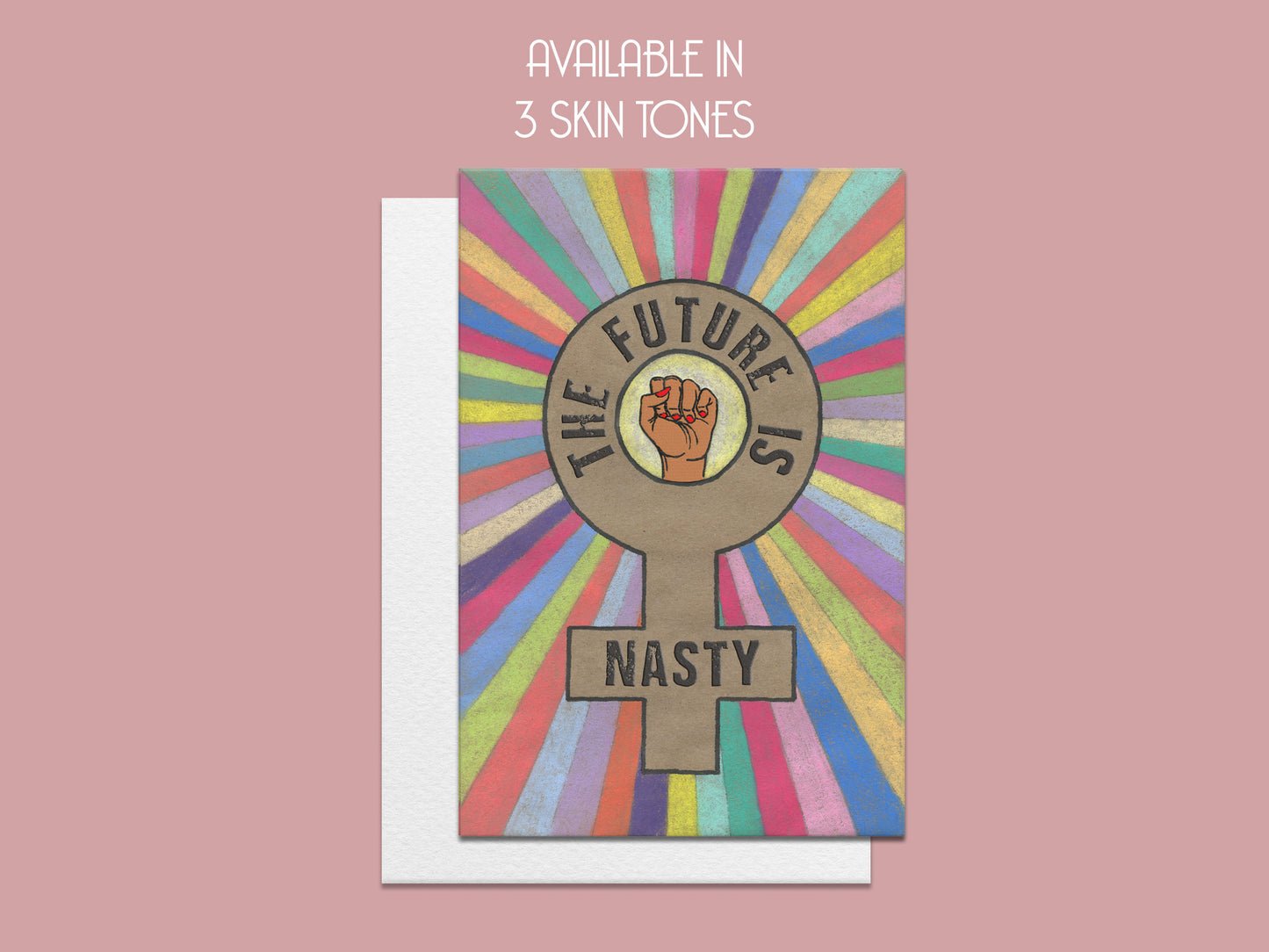 'Future Is Nasty' Blank Greeting Card (Black)