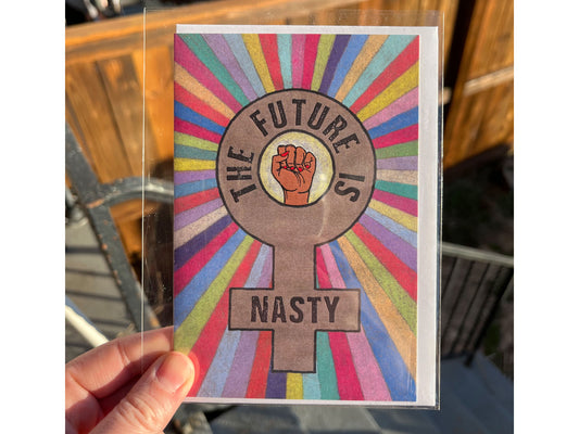 'Future Is Nasty' Blank Greeting Card (Mid)