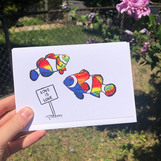 'Love Is Love' Clown Fish Blank Greeting Card
