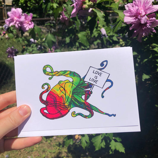 'Love Is Love' Octopus Blank Greeting Card