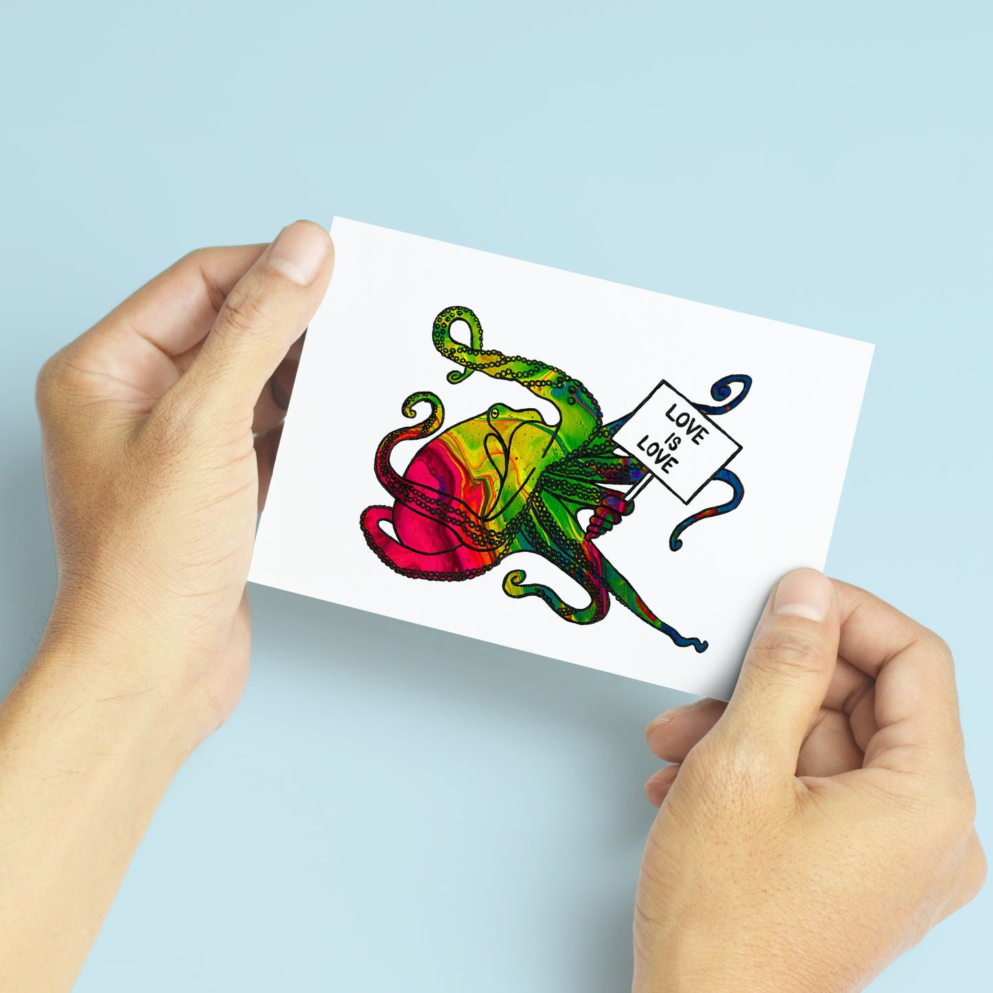 'Love Is Love' Octopus Blank Greeting Card