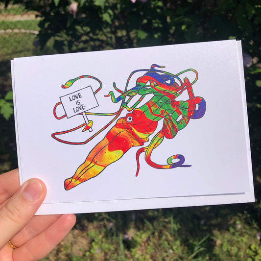 'Love Is Love' Giant Squid Blank Greeting Card