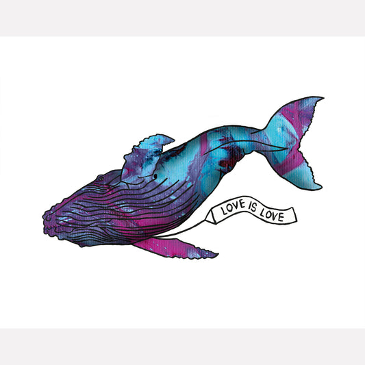'Love Is Love' Blue Whale Art Print