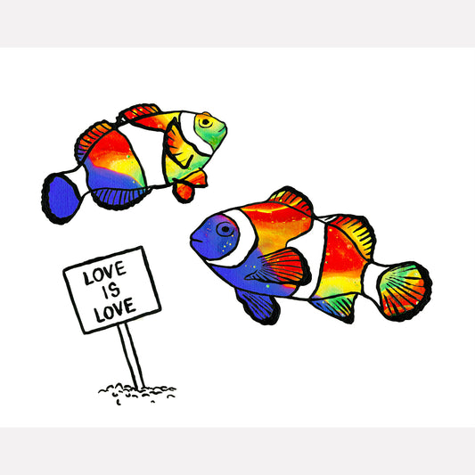 'Love Is Love' Clown Fish Art Print