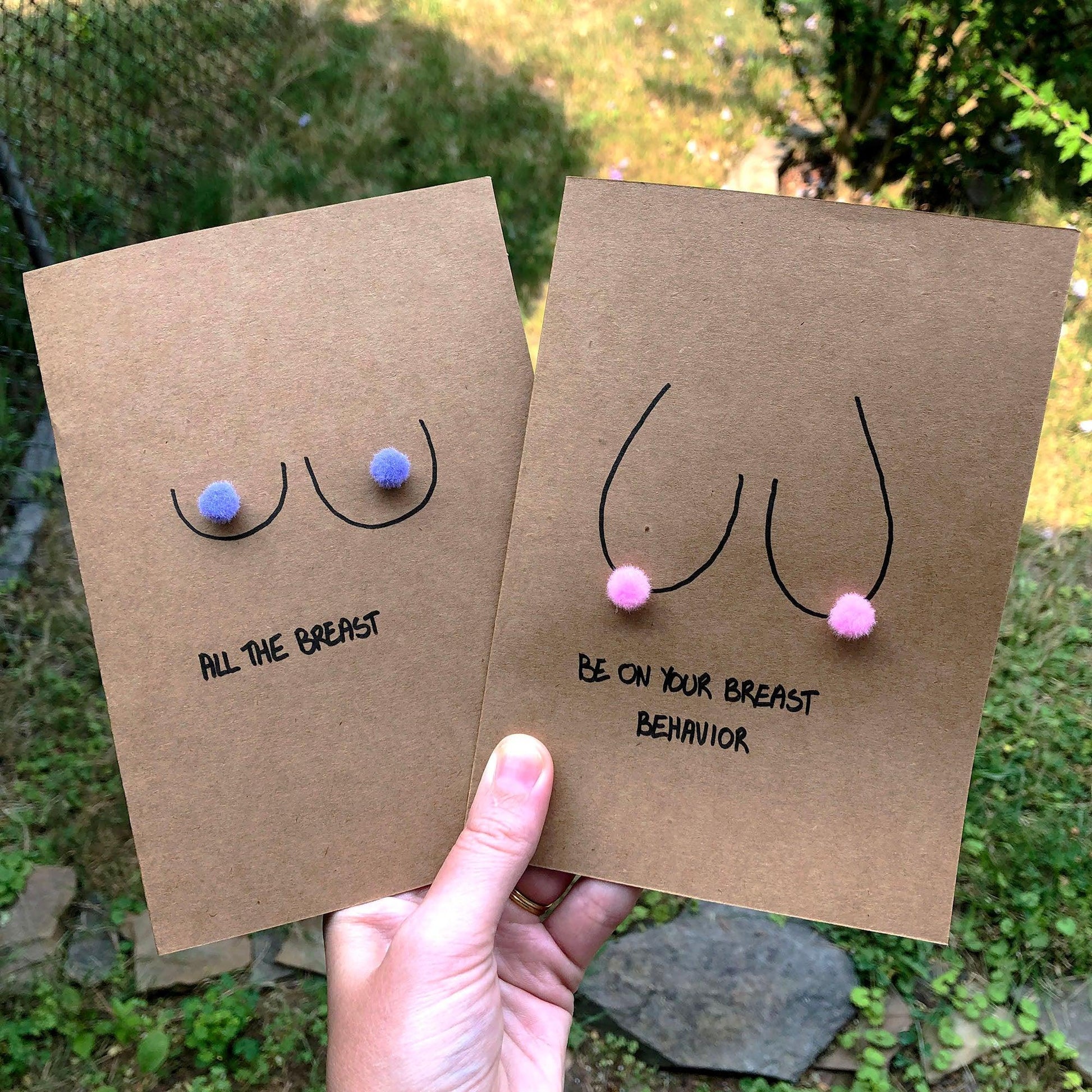 Boob Pun Card 'Breast of Both Worlds' - Candid Almond