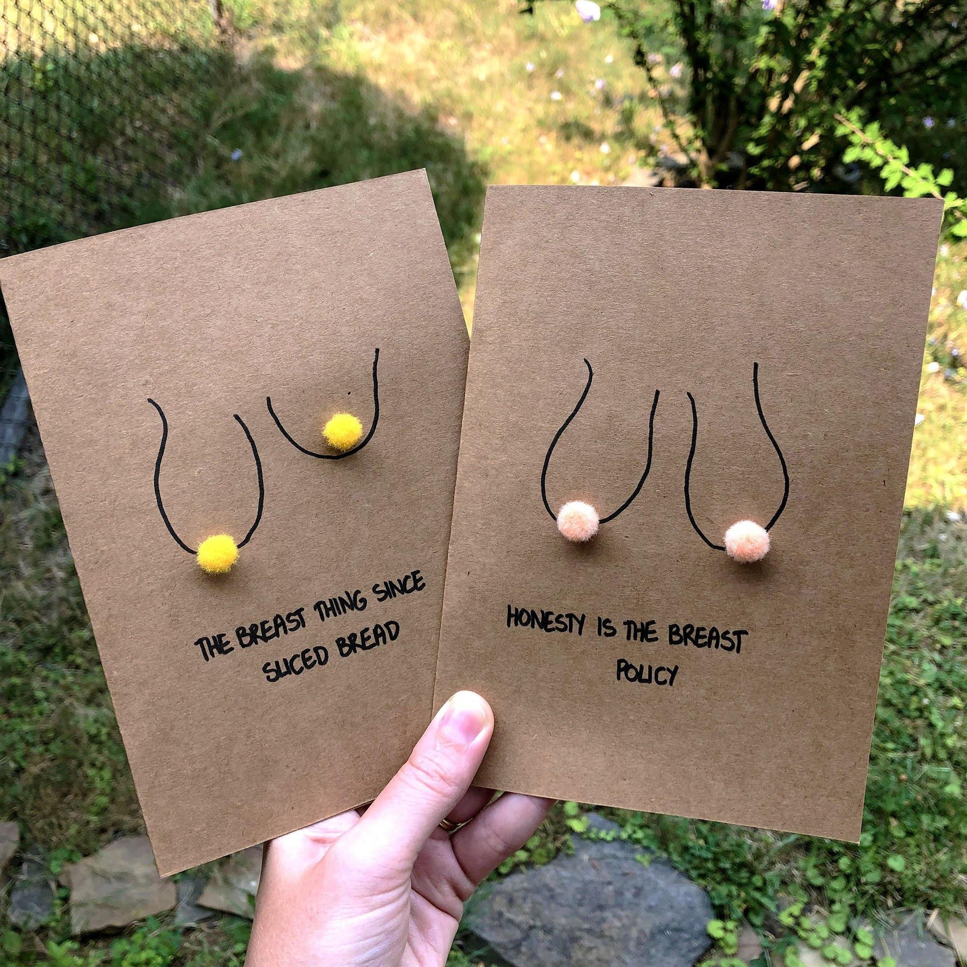 Boob Pun Cards Set of 12 - Candid Almond