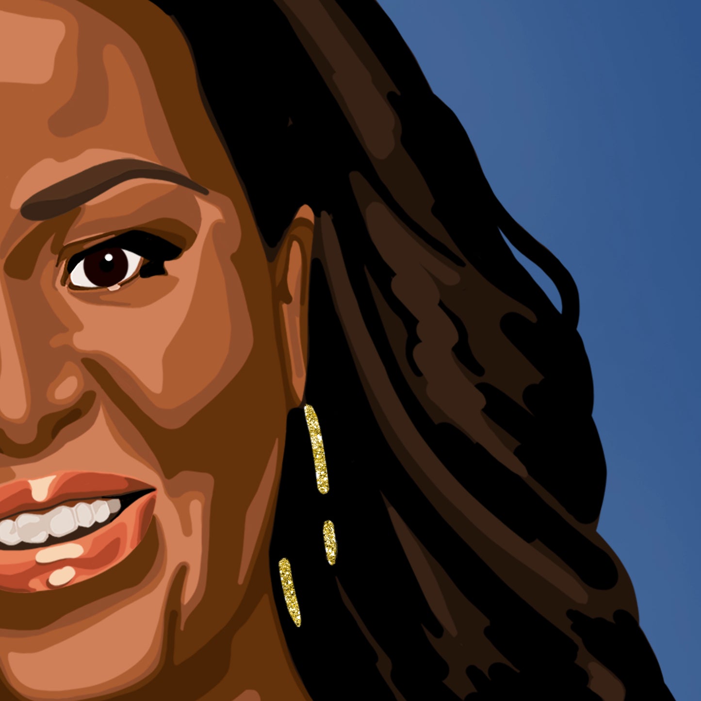 Michelle Obama portrait feat. 'This Is Who We Are' quote, closeup - Candid Almond