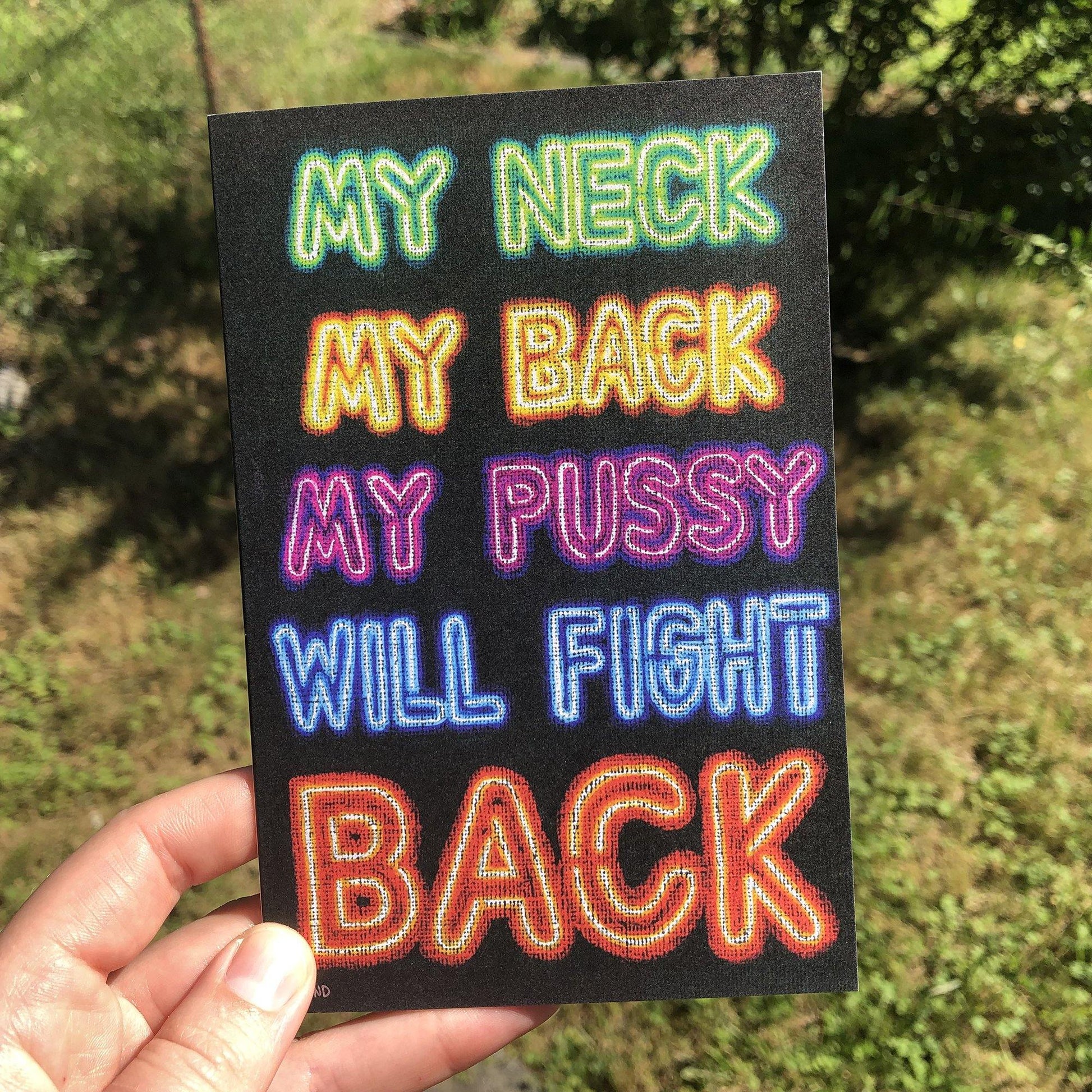 'My Neck, My Back' Protest Blank Greeting Card - Candid Almond
