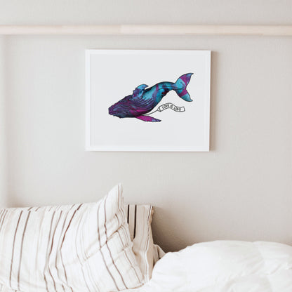 'Love Is Love' Blue Whale Art Print