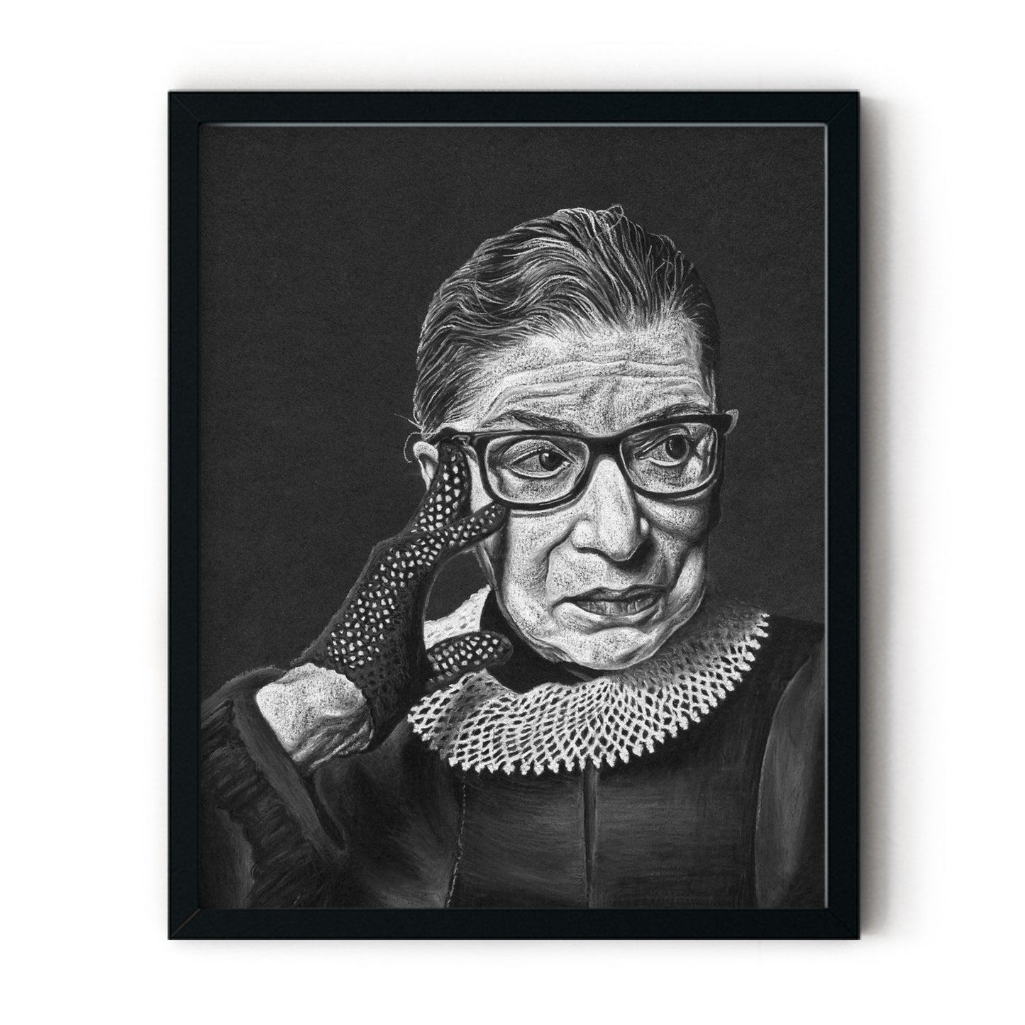 Ruth Bader Ginsburg art print, black frame without mat - Candid Almond