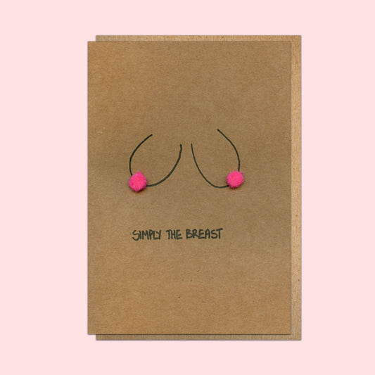 Boob Pun Card 'Simply The Breast' - Candid Almond