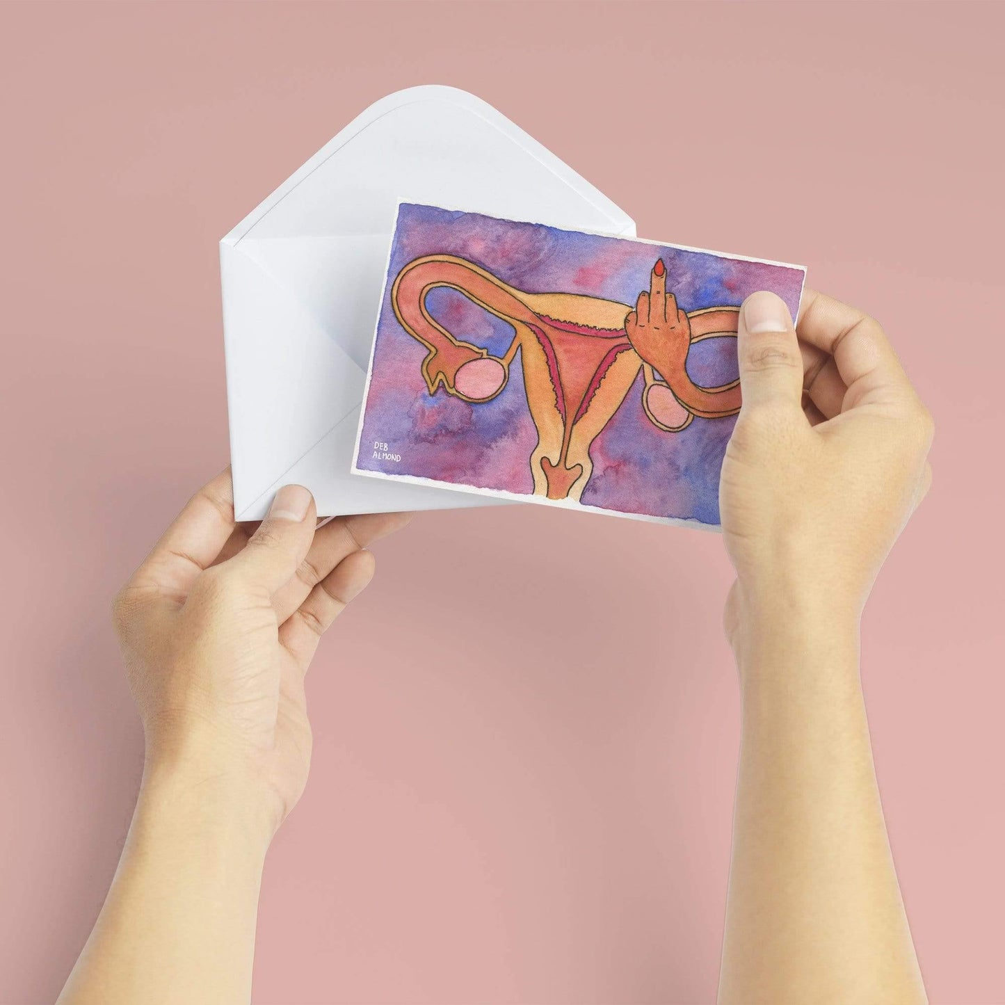 Uterus greeting card with white envelope - Candid Almond